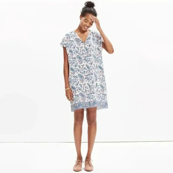 {Madewell} Silk Tunic Dress In Flora Paisley - Picture 1 of 13